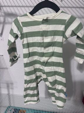 Magnetic Me Green & White Striped Baby Footie
